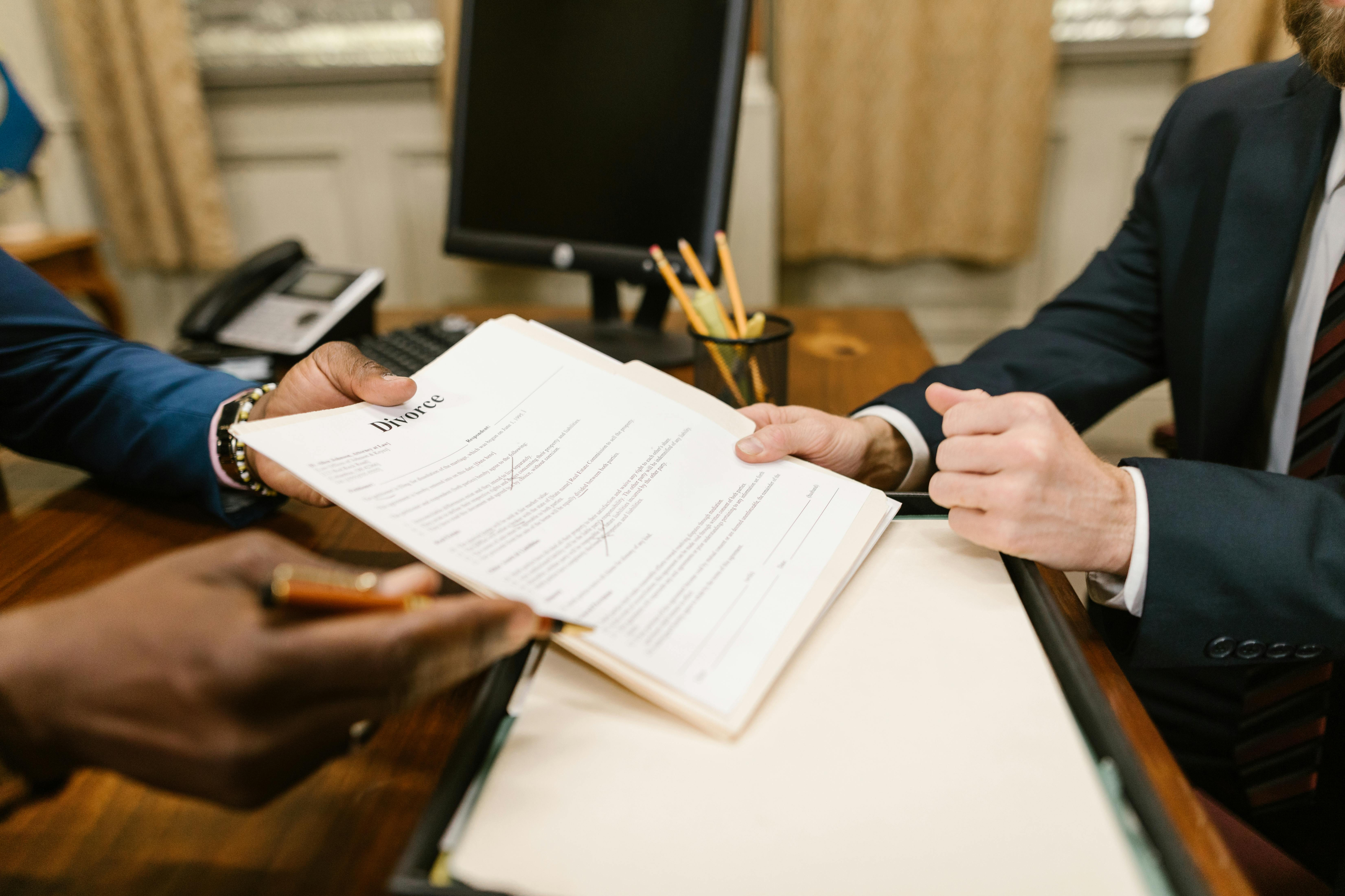 Business licensing and legal paperwork meeting